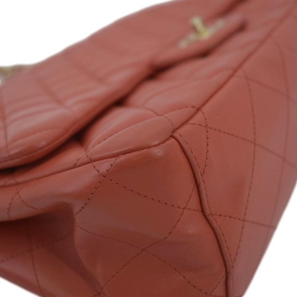 CHANEL Classic Maxi Single Flap Quilted Leather Shoulder Bag Red - Picture 10 of 14